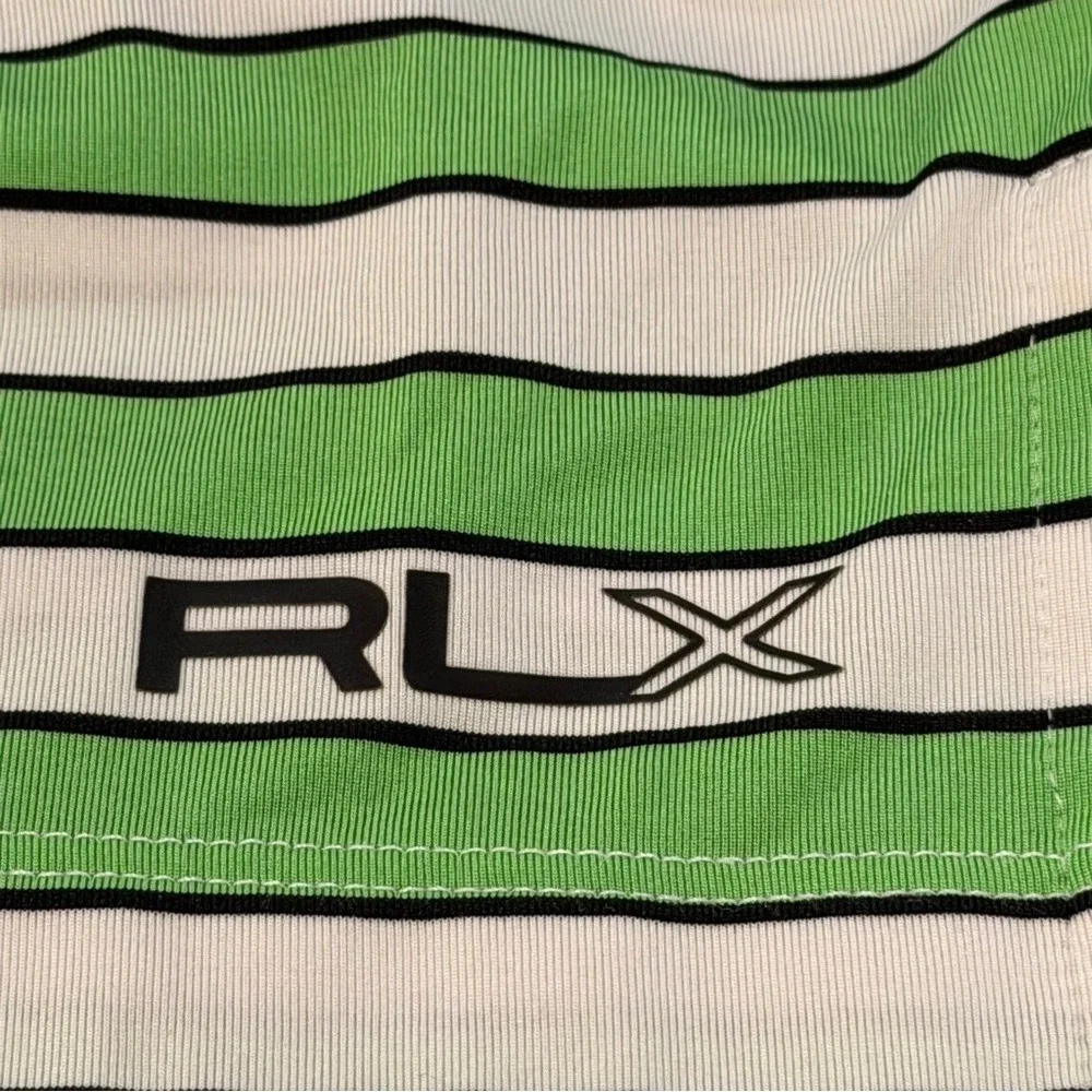 RLX Ralph Lauren Golf Polo Shirt Men's XL‎ Green White Black Striped
